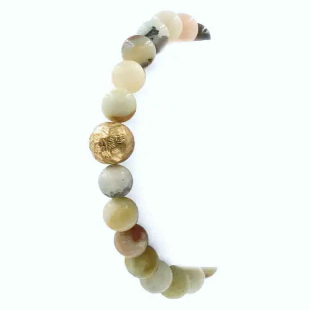 Garden Party Stone Round Beaded Bracelet Natural